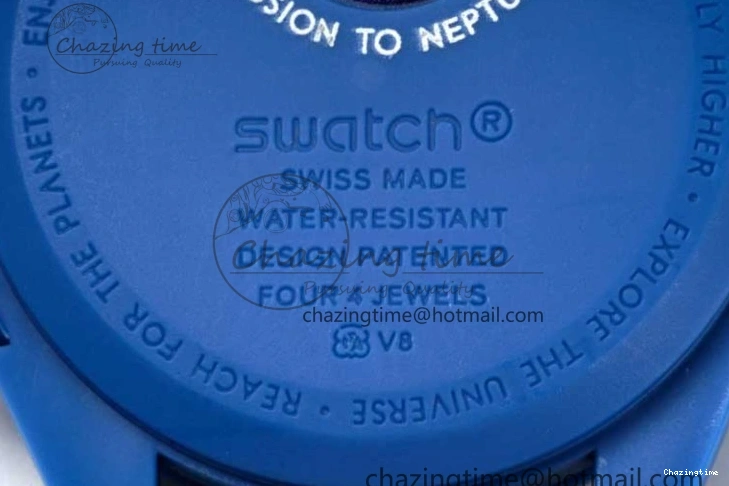 0206 ZipUp Speedmaster Misson To Neptune 1:1 Best Edition Blue Dial On Nylon Strap Quartz 7854